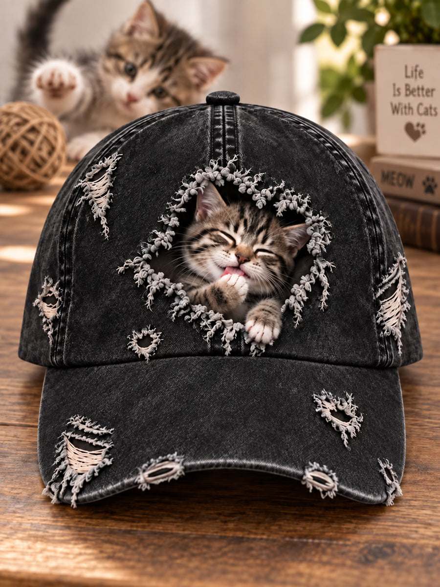 Unisex Cute Cat Art Design Print Hat