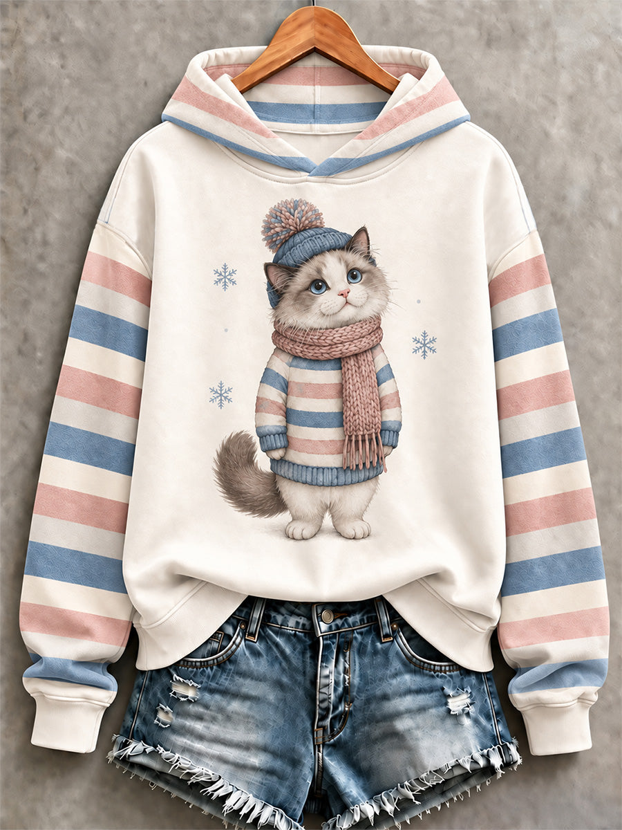 Women's Cute Winter Dog Print Casual Sweatshirt