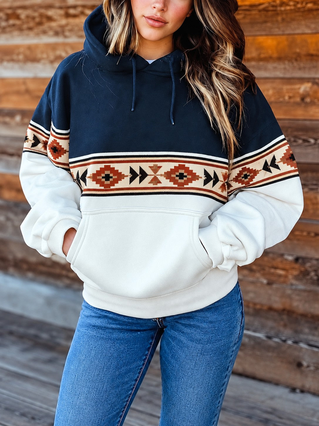 Women's Retro Western Printed Hoodie