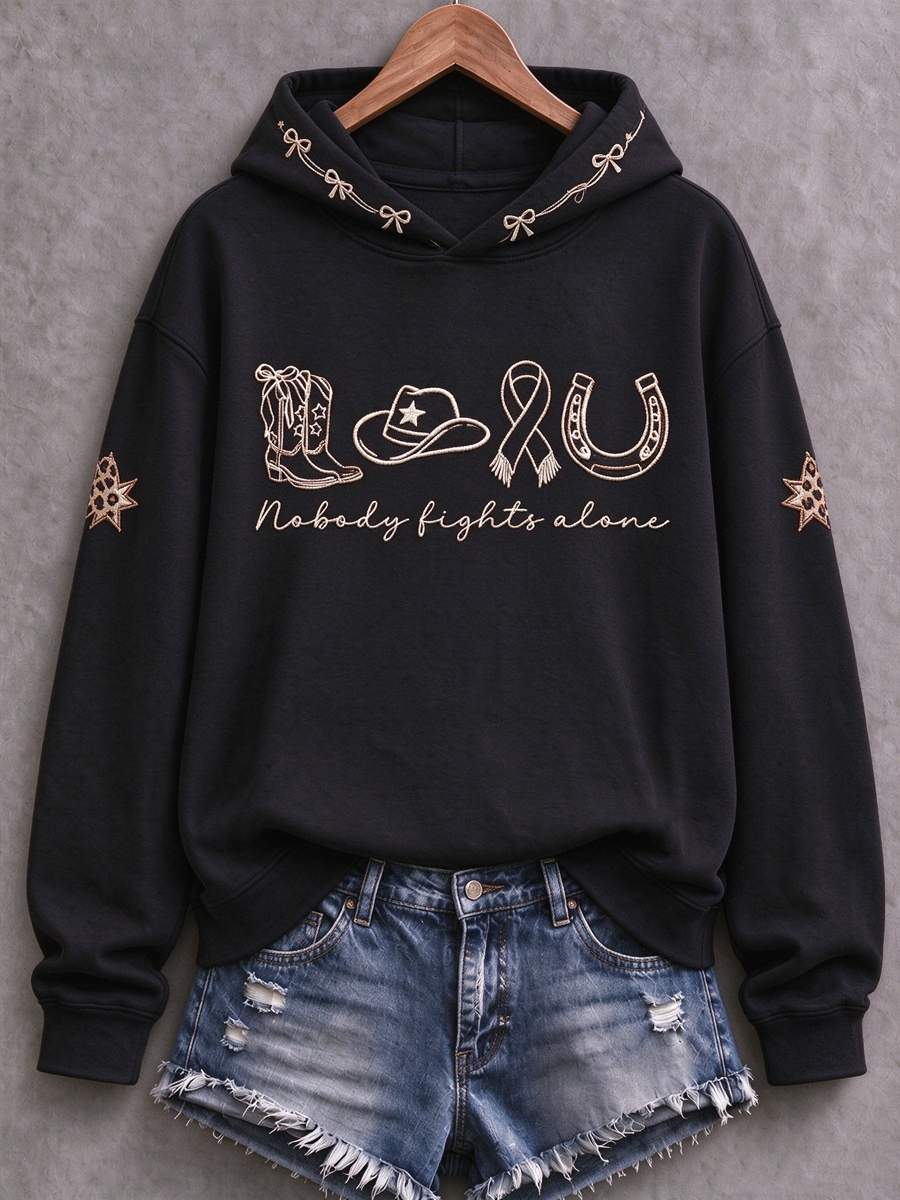 Women's Western-style breast cancer Printed Regular Sweatshirt