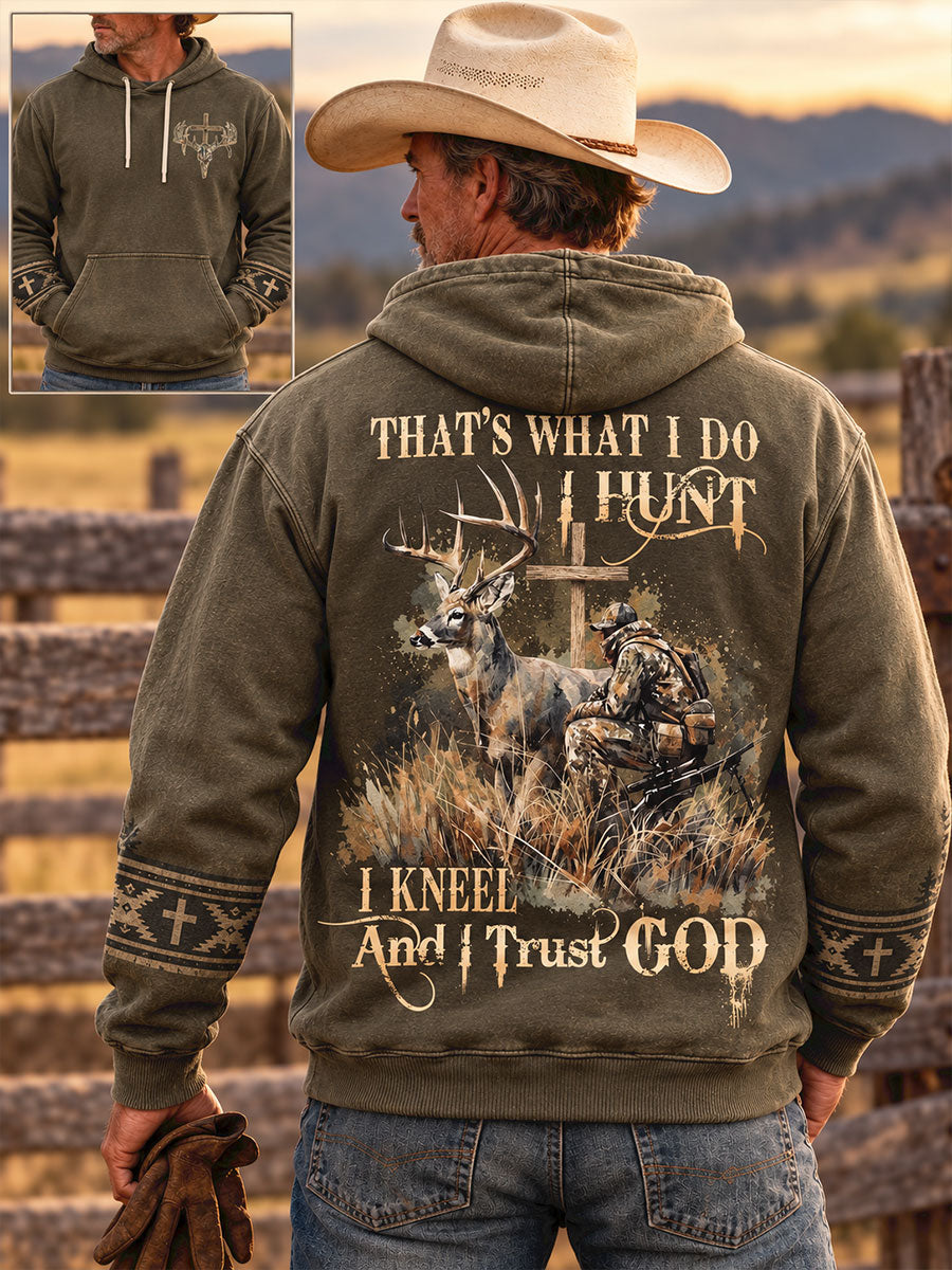 Men's Retro Western Style Faith Lover Art Printed Hoodie