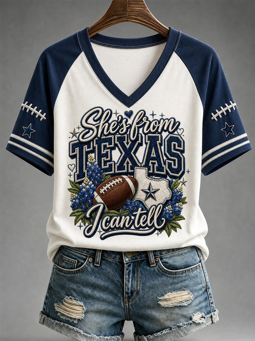 Women's Football Gameday Gift For Football Fans Casual V-Neck Tee