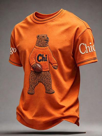 Men's Chicago Football Lover  Art Printed T-shirt