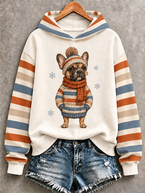 Women's Cute Winter Dog Print Casual Sweatshirt