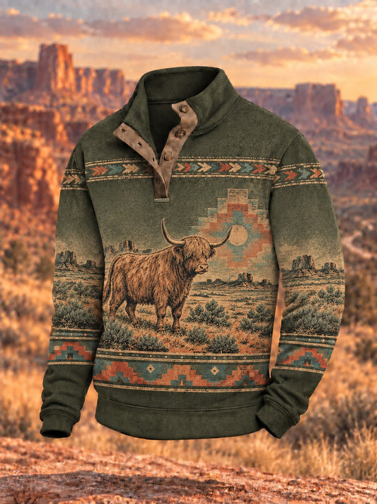 Men's Retro Western Printed Sweatshirt