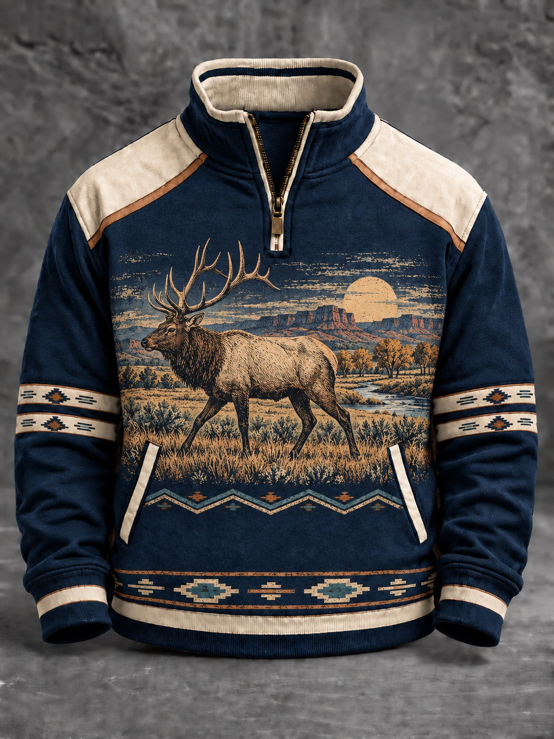 Men's Retro Western Printed Sweatshirt