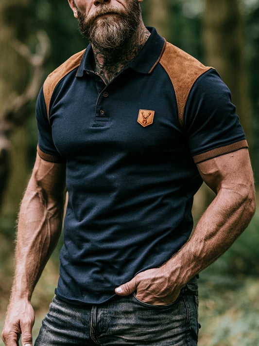 Men's Vintage Color-Block Short-Sleeve Shirt
