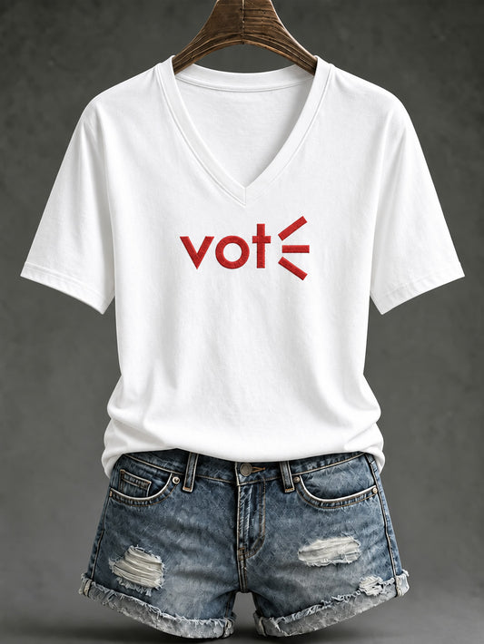 Women's VOTE pattern short-sleeved T-shirt