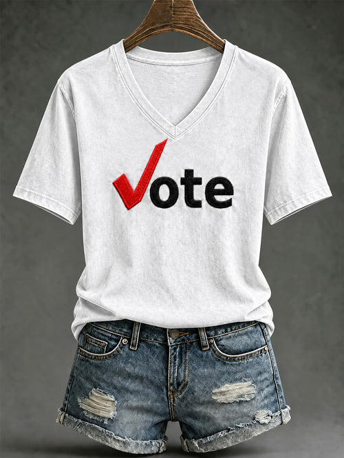 Women's VOTE pattern short-sleeved T-shirt
