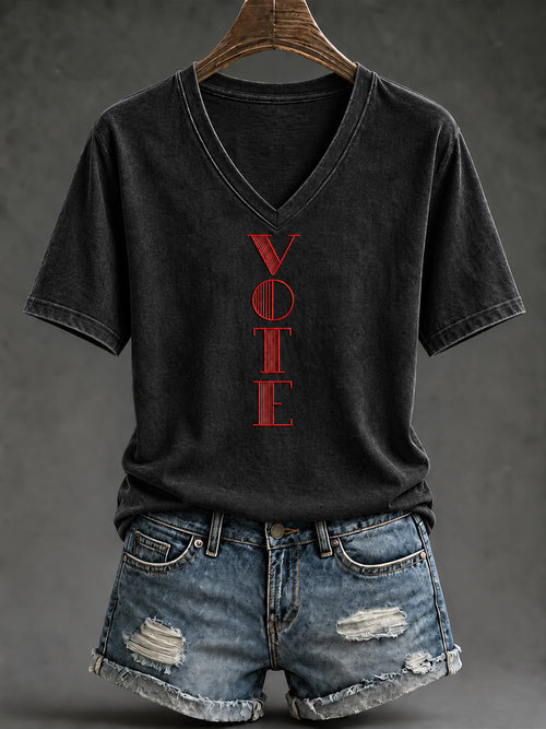 Women's VOTE pattern short-sleeved T-shirt