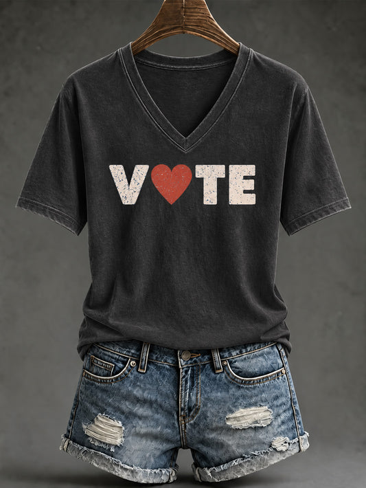 Women's VOTE pattern short-sleeved T-shirt