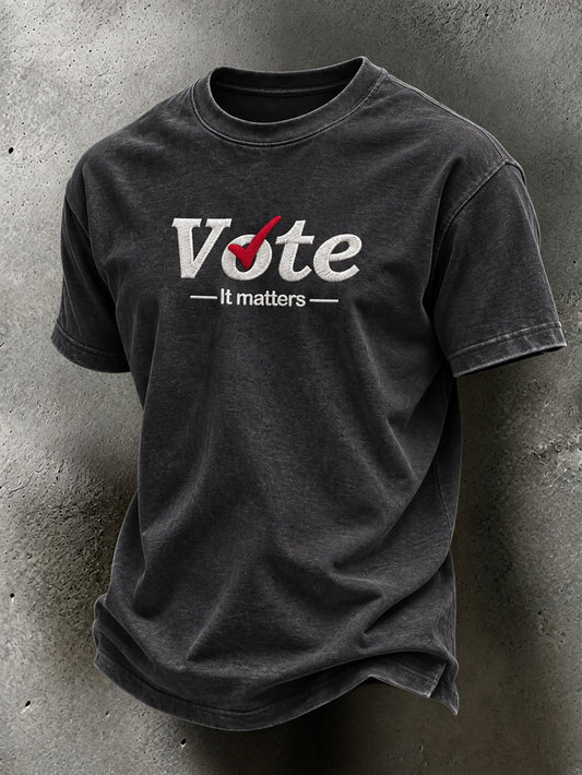 Men's VOTE pattern short sleeves t-shirt