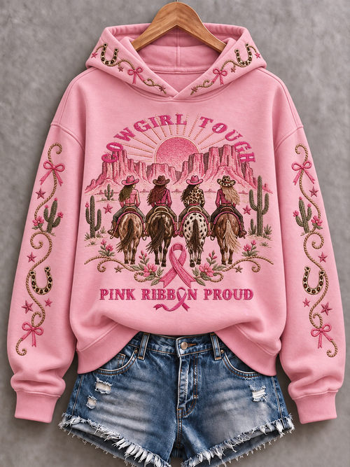 Women's Western-style breast cancer Printed Regular Sweatshirt