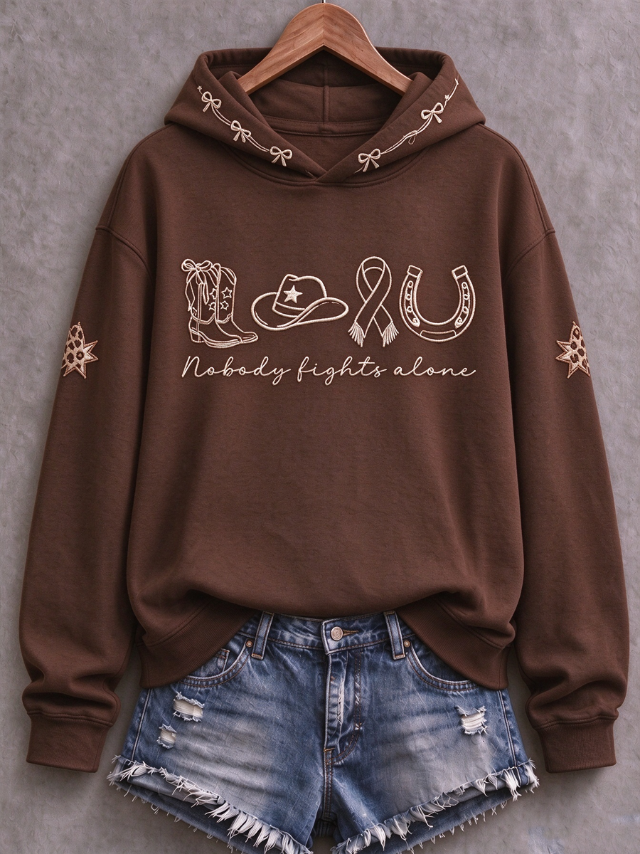 Women's Western-style breast cancer Printed Regular Sweatshirt