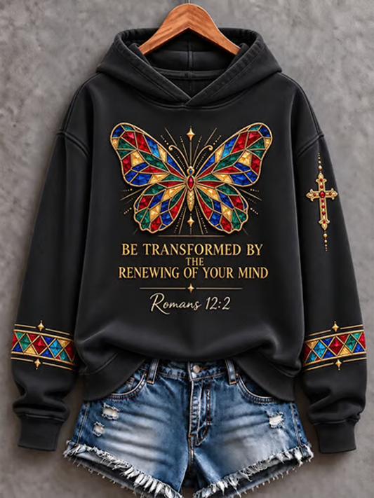 Women's Casual "Faith" Cross-Print Regular Sweatshirt