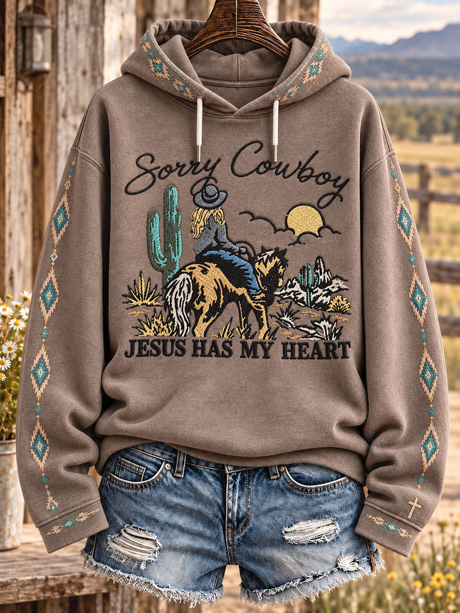 Women's Retro Westren Style Faith Lover Art Printed Hoddie