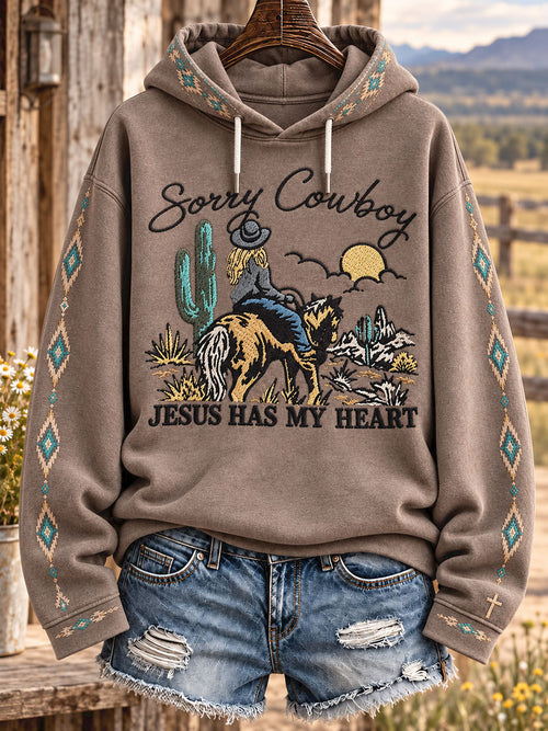 Women's Retro Westren Style Faith Lover Art Printed Hoddie