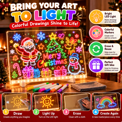 🎨 LED Light-Up Drawing Board for Kids a?? Reusable Glow Art Kit