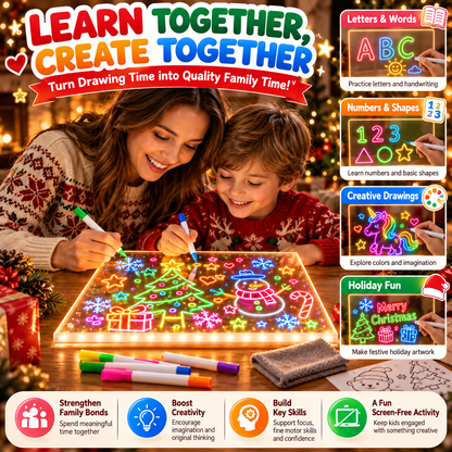 🎨 LED Light-Up Drawing Board for Kids a?? Reusable Glow Art Kit