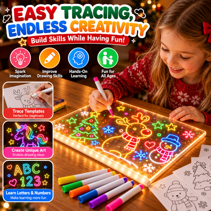 🎨 LED Light-Up Drawing Board for Kids a?? Reusable Glow Art Kit