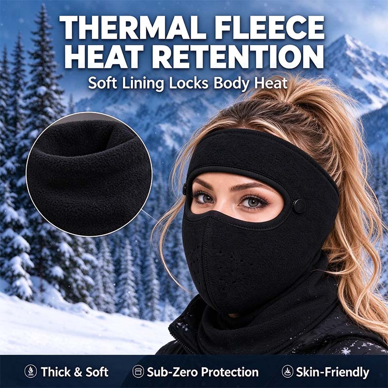 Winter Face Mask with Detachable Goggles, Windproof Thermal Fleece Lined Full Face Cover e🥽