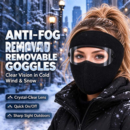Winter Face Mask with Detachable Goggles, Windproof Thermal Fleece Lined Full Face Cover e🥽