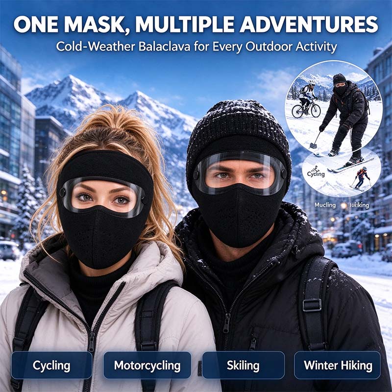 Winter Face Mask with Detachable Goggles, Windproof Thermal Fleece Lined Full Face Cover e🥽