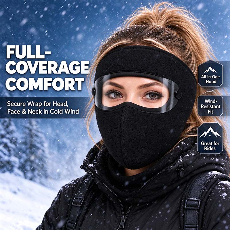 Winter Face Mask with Detachable Goggles, Windproof Thermal Fleece Lined Full Face Cover e🥽