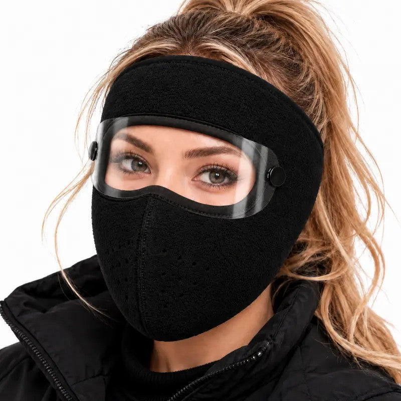 Winter Face Mask with Detachable Goggles, Windproof Thermal Fleece Lined Full Face Cover e🥽