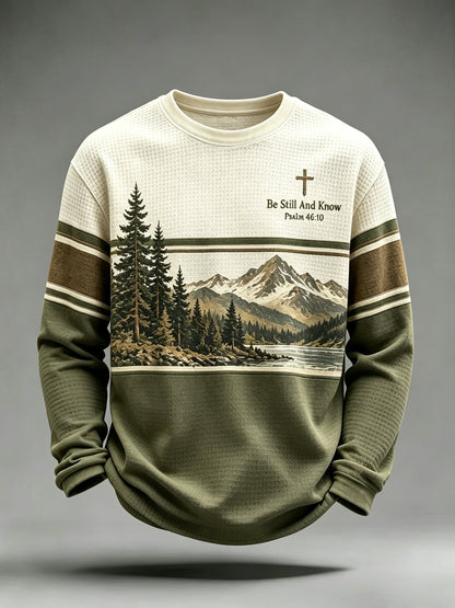 Men's Be Still And Know Psalm 46:10 Printed Waffle-Knit Top