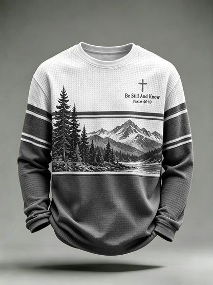 Men's Be Still And Know Psalm 46:10 Printed Waffle-Knit Top